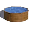 Image de Gre KITPR353W Sicilia - Piscine Hors-Sol en Acier, Piscine Ronde avec Structure en Acier Imitation Bois. Piscines Hors-Sol pour Jardin, Ø350 x 120 cm