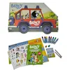Image de Cefa Toys - Activity car de la famille Heeler, 8 mini marqueurs, 8 peintures, 2 tampons, autocollants, poster, 20 pages à colorier, roues mobiles. Convient à partir de 3 ans.