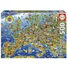Image de Educa - Folle Carte d'europe Puzzle 500 pièces | Carte Géographique Pays Capitales Humour | 48 x 34 cm | Dès 11 Ans (17962)