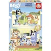 Image de Educa - Bluey : Lot de 2 puzzles en bois pour enfants de 50 pièces chacun. Dimensions : 28 x 20 cm. Composé de grandes pièces, parfaitement finies. Recommandé pour les enfants de 5 ans et plus (19408)