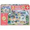 Image de Educa Puzzle 2x100 Pièces Maison Extérieur/intérieur
