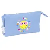 Image de safta Smiley World Joyful - Trousse Triple en Tissu Recyclable, Trousse pour Enfant, idéale pour Les Enfants d'âge Scolaire, Confortable et Polyvalente, qualité et résistance, 22 x 3 x 12 cm, Bleu