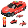 Image de ColorBaby Speed&GO - 49460 - Véhicule Miniature et Circuit - Speed & Go Camion - Pompiers Porte Voiture avec 3 Voiture + Figure