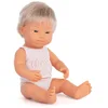 Image de Miniland Dolls : 31263 Bonhomme en Vinyle Doux pour Enfant avec Syndrome Down Blond de 38 cm. Présenté avec vêtements intérieurs dans Une boîte Cadeau