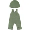 Image de Miniland Dolls : Ensemble de vêtements en Tricot, fabriqué avec des matériaux recyclés, pour poupée bébé de 38 cm. Modèle : Salopette et Bonnet en Vert.