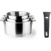 Image de LACOR - 56610 - Set de 3 Casseroles Combi, Plus Poignée, Empilables, Convient pour Induction, Lave-Vaisselle et Four, Acier Inoxydable 18-10, 16 cm, 18 cm et 20 cm