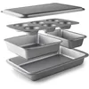 Image de LACOR - 68461 - Ensemble de 5 Moules, Moules à Pâtisserie, Moule à Muffins, Moule Carré, Moule à Gâteau, Plat à Rôtir, Moules Antiadhésifs, sans PFOA, va au Four, Réfrigérateur, Acier au Carbone