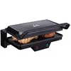 Image de Jata Gril de table électrique, 1000 W, métal, noir, 27 x 14 cm, thermostat, grande ouverture à 180 degrés, surface de gril inclinable, bac à miettes pour graisse