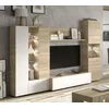 Image de Habitdesign Modèle Essential Meuble TV compact 260 cm, finition chêne canadien et blanc brillant, dimensions : 185 x 260 x 42 cm (H x l x P).