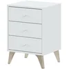 Image de Habitdesign Modèle Sweet Table de chevet avec 3 tiroirs, 56 x 40 x 33,5 cm (hauteur x largeur x profondeur) avec pieds Blanc « Artik »