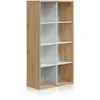 Image de Habitdesign Modèle Noa, Bibliothèque (étagères/cubes de rangement), finition chêne « Nodi » et blanc « Artik », dimensions : 137 x 71,5 x 33 cm (H x l x P).