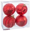 Image de Santiago y Cia Lot de 4 Boules en Relief à Suspendre. Style Simple et élégant de Couleur Rouge. Taille : 80 mm Noël, Multicolore, ne s'applique Pas