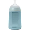 Image de Suavinex, Biberon avec Bouteille en Silicone et Tétine Symétrique SX Pro, Souple et Flexible, avec Valve Anti-colique, Biberon à Debit Moyen (M), pour Bébés +3 Mois. Colour Essence, Bleu