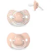 Image de Suavinex Lot 2 Sucettes pour Bébé 6/18 Mois Tétine Symétrique SX Pro en Silicone Tétine plus Plate et Flexible Réversible Respecte le Développement Buccodentaire Dreams Rose