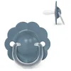 Image de Suavinex, Sucette Bébé 6/18 Mois, Tétine Symétrique SX Pro en Silicone, Réversible, Plate et Flexible, Respecte le Développement Buccodentaire, Forme Ronde avec Anneau, Wonder Bleu Uni