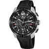 Image de LOTUS Montre Homme Analogique Caoutchouc Noir - Quartz - Chronographe - Calendrier - Verre Minéral Résistant - Étanche 10 ATM 18944/2 Vortex