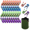 Image de VOUNOT® Pince à Linge INOX Lot de 40 avec Sac de Rangement Pinces à Linge en Acier Inoxydable avec Crochet Anti-Rouille   Anti Trace- Anti-Vent 3X Plus d’accroche 4 Couleurs Disponibles