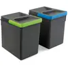 Image de EMUCA 8937123 Poubelles, Compartiments de Recyclage pour Base à Couper, Kit de 2 bacs Hauteur 216mm et capacité 6 litres, Gris, H 216 mm (2x6L)