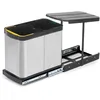 Image de Emuca - Recycle Bacs de recyclage en inox pour la cuisine, 2 x 12 L, fixation par le bas et retrait manuel/automatique.