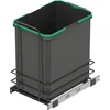 Image de Emuca - Poubelle de recyclage Recycle de 35 L pour cuisine, fixation au sol, extraction manuelle, sans couvercle, Plastique gris anthracite