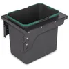 Image de Emuca - Poubelle de recyclage pour la cuisine avec montage latéral, 1x35L, Acier et Plastique, Plastique gris antracite