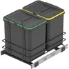 Image de Emuca - Poubelle de recyclage pour cuisine, 2 x 16 L, fixation par le bas et extraction manuelle, Plastique gris anthracite