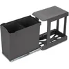 Image de Emuca - Poubelles de recyclage pour la cuisine, 2 x 14L, fixation inférieure et extraction automatique, Acier et Plastique, Gris antracite