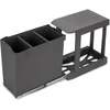 Image de Emuca - Poubelles de recyclage pour la cuisine, 3 x 10L, fixation inférieure et extraction automatique, Acier et Plastique, Gris antracite