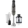 Image de BLACK+DECKER BXHBA1000E - Mixeur plongeant multifonction 3 en 1 1000W, 20 vitesses + Turbo, anti-éclaboussures, verre doseur, bol hachoir, fouet, noir et inox anti-traces de doigts