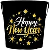 Image de FIESTAS GUIRCA Cube métallique réutilisable Happy New Year (19 x 23 cm) - Décoration de table pour fêtes du Nouvel An - Idéal pour les fêtes - Noir
