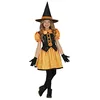 Image de FIESTAS GUIRCA Costume de Sorcière Citrouille à Paillettes - Petite Sorcière Orange avec Chapeau de Sorcière - Déguisement d'Halloween Fille 3-4 Ans