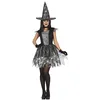 Image de FIESTAS GUIRCA Costume de Sorcière en Toile d'Araignée Argentée - Robe avec Chapeau de Sorcière - Déguisement d'Halloween pour Femme Taille 38-40 M