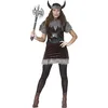 Image de FIESTAS GUIRCA | Costume de Vikinga pour Femme (42-44/L) - Robe, Bandeau, Ceinture et Cornes - Costumes de Guerrière Nordique pour Halloween, Carnaval et Fêtes Vikings - Marron et Gris