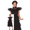 Image de FIESTAS GUIRCA Déguisement Fille de Famille Gothique Reine de Nuit - Robe Noire Élégante - Déguisement Halloween Femme Taille 36-38 S