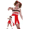 Image de FIESTAS GUIRCA | Costume Cheerleader Zombie Adulte (38-40/M) - Robe de Pom-Pom Girl Morte-Vivante - Costumes de Halloween, Sport et Fêtes de Zombies pour Adultes - Rouge et Blanc