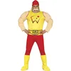 Image de FIESTAS GUIRCA | Costume de Luchador Adulte (52-54/L) - T-shirt, Ceinture, Couvre-bottes, Bonnet, Muscles et Pantalon - Costumes de Clowns et Sports pour Halloween, Carnaval et Fêtes - Homme