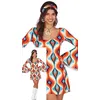 Image de FIESTAS GUIRCA Groovy Déguisement hippie pour femme - Robe hippie courte des années 70 avec bandeau hippie - Déguisement disco années 60 pour femme Taille M
