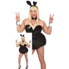 Image de FIESTAS GUIRCA | Costume Fatty Bunny Adulte (52-54/L) - Serre-tête et Robe - Costumes de Lapin pour Enterrement de Vie de Garçon, Fêtes Déguisées et Carnaval - Idéal pour Homme - Noir