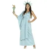 Image de FIESTAS GUIRCA | Costume Statue de la Liberté Adulte (38-40/M) - Robe, Cape, Diadème et Torche - Costumes d'Amérique pour Halloween, Carnaval et Fêtes Patriotiques - Idéal pour Femmes - Bleu et Vert