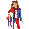 Image de FIESTAS GUIRCA | Costume Dangerous Girl Fille (5-6 ans) - T-shirt, veste et pantalon pour filles - Maillots de super-héros et Villains, Mr. Smile, Halloween et fêtes à thème - Bleu et rouge