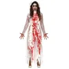 Image de FIESTAS GUIRCA | Costume Bloody Wifee (38-40/M) - Voile et Robe - Costumes de Fiancée Sanglante pour Halloween, Carnaval et Fêtes d'Horreur - Idéal pour Adultes - Blanc et Rouge