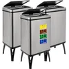 Image de WELL HOME MOBILIARIO & DECORACIÓN 3 poubelles intelligentes de 40 l c/u, hauteur : 71,5 (x 35,5 x 26), gris avec étiquettes magnétiques