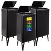 Image de WELL HOME MOBILIARIO & DECORACIÓN 3 poubelles intelligentes de 50 l c/u, hauteur : 83,5 (x 35,5 x 26), noir avec étiquettes magnétiques