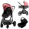 Image de Asalvo SIDNEY 2 Trio Convertible 3 en 1, Poussette de bébé, Poussette Auto, Confortable, Sûre, Capote extensible, Suspension sur les roues, Frein arrière, Charge maximale 23 kg, Rose