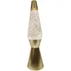 Image de fisura. - Lampe à lave bale paillettes dorées. Base dorée, liquide transparent et paillettes. Lampe d'ambiance originale. Avec ampoule de rechange. 11 cm x 11cm x 40 cm.