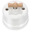Image de FONTINI - Va et Vient avec passe câbles Porcelaine blanche Manette Hêtre naturel GARBY