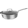 Image de Cecotec Polka Classy 16 Pot en acier, diamètre 16 cm, capacité 1,3 l, acier inoxydable 18/10, revêtement antiadhésif, manche riveté, couvercle en verre, convient pour tous les types de cuisines