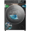 Image de Cecotec Lave-linge 12Kg Frontal Bolero DressCode 12980 Direct Drive Steel A. 1400RPM, Moteur DirectDrive, Basse Consommation, Écran FullColor, Finitions Imitation Cuir, Porte XXL, Lumière UV et Vapeur