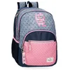 Image de Pepe Jeans Noni Denim Sac à Dos d'école, Bleu et Rose, fabriqué en Polyester, Bretelles réglables pour Un Transport Confortable, Plusieurs Compartiments, avec Porte-clés Pompon, de Joumma Bags, Denim