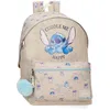 Image de Joumma Disney Stitch Cuddle Me Happy Sac à dos, fabriqué en polyester, bretelles larges et réglables qui s'adaptent parfaitement au dos, Beige, Talla única, Sac à dos heureux